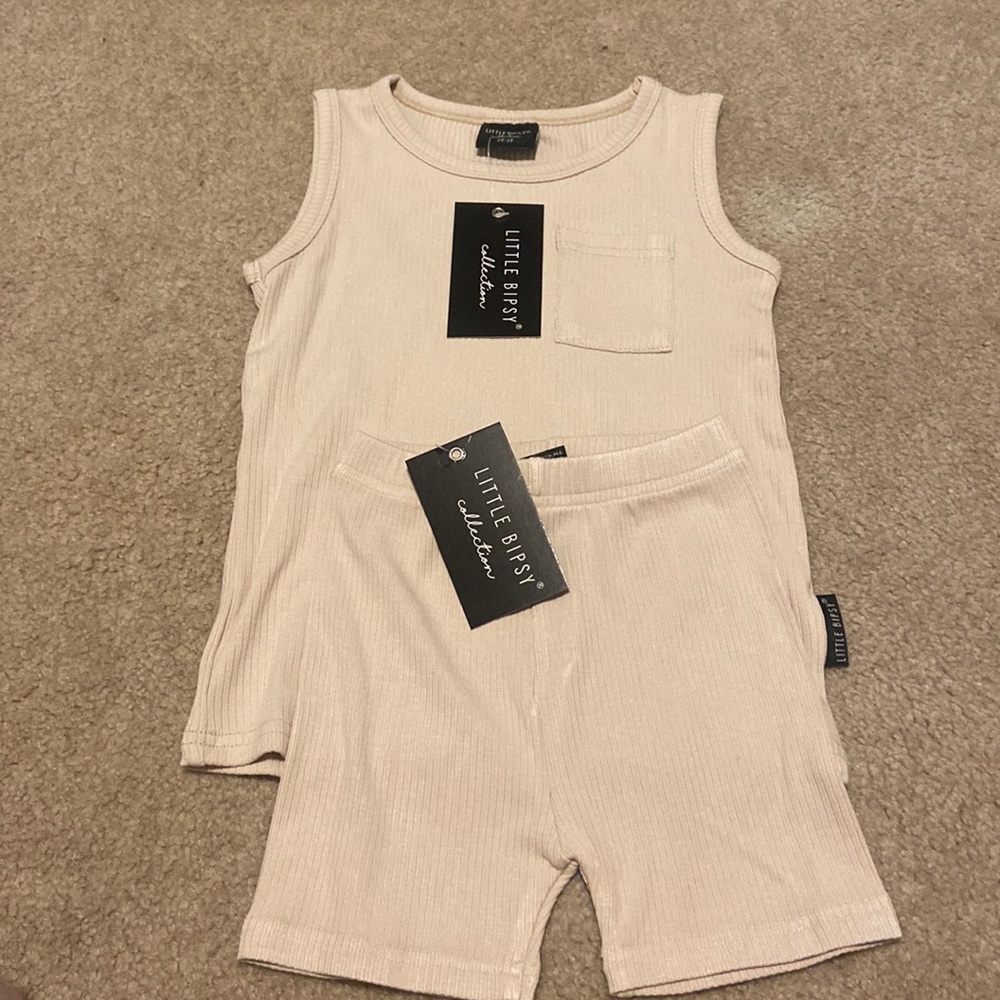 NWT Little Bipsy ribbed bike short set